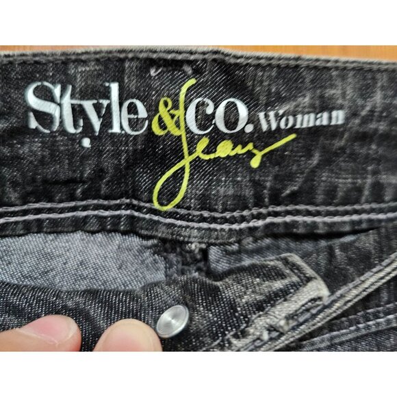 Style & Co.‎ Womens Bootcut Jeans Size 14W Black Denim - Picture 4 of 11